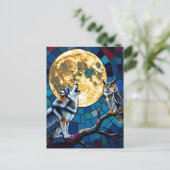 Wolf and Owl Mosaic Art | Saying Hi Briefkaart (Staand voorkant)
