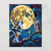 Wolf and Owl Mosaic Art | Saying Hi Briefkaart (Voorkant)