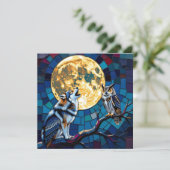  Wolf and Owl Mosaic Art | Saying Hi Feestdagenkaart (Staand voorkant)