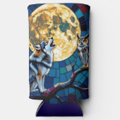 Wolf and Owl Mosaic Art Seltzer Blikjeskoeler (Voorkant)