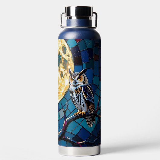  Wolf and Owl Mosaic Art Waterfles (Achterkant)