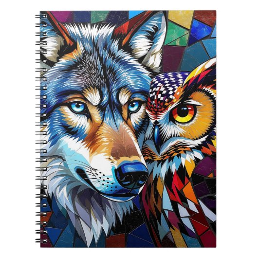 Wolf and Owl Vibrant and Colorful Notitieboek (Voorkant)