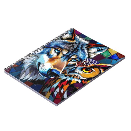 Wolf and Owl Vibrant and Colorful Notitieboek (Linkerzijde)
