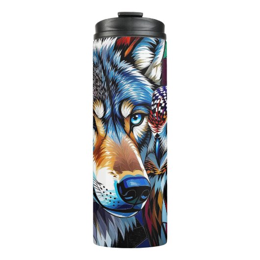 Wolf and Owl Vibrant and Colorful  Thermosbeker (Voorkant)