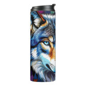 Wolf and Owl Vibrant and Colorful  Thermosbeker (Gedraaid links)