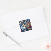 Wolf and Owl Vibrant and Colorful Vierkante Sticker (Envelop)