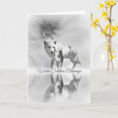 Wolf and Owl Winter Solstice Holiday Kaarten (Gele Bloem)