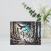 Wolf and Raven in Moonlight Briefkaart (Staand voorkant)