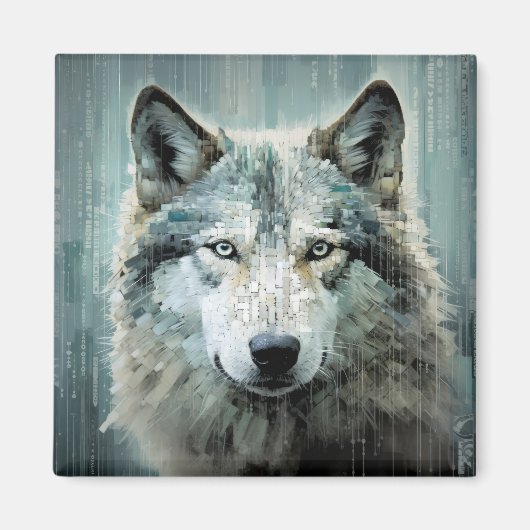 Wolf Animal Art Decor Verf Mozaïek Magneet (Voorkant)