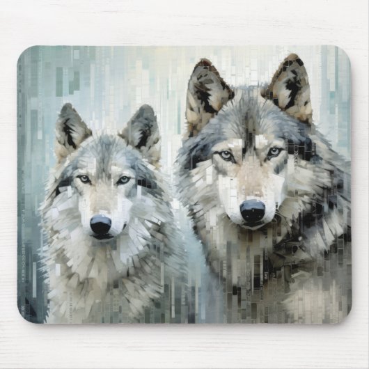 Wolf Animal Art Decor Verf Mozaïek Muismat (Voorkant)