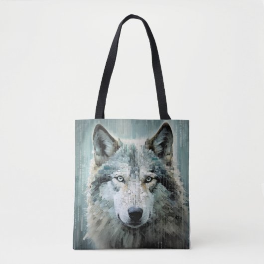 Wolf Animal Art Decor Verf Mozaïek Tote Bag (Voorkant)