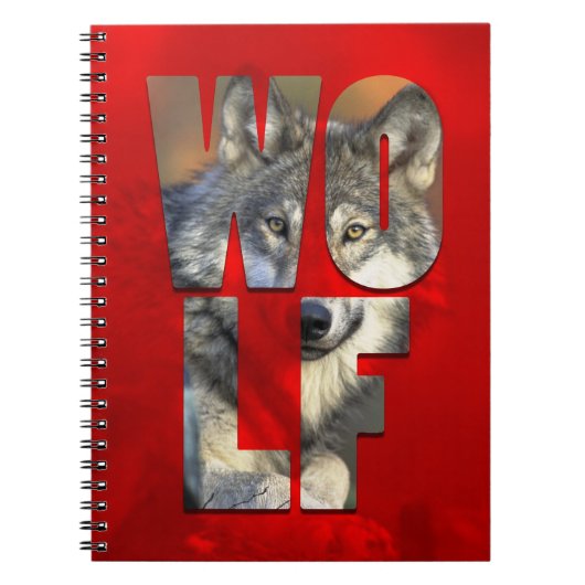 Wolf Animal Foto met Typografie Notitieboek (Voorkant)