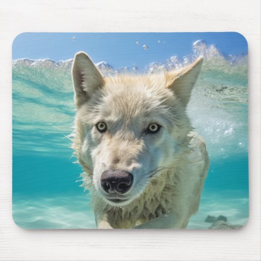 Wolf Animal Fun Natuur Spelen Water Uit Muismat (Voorkant)