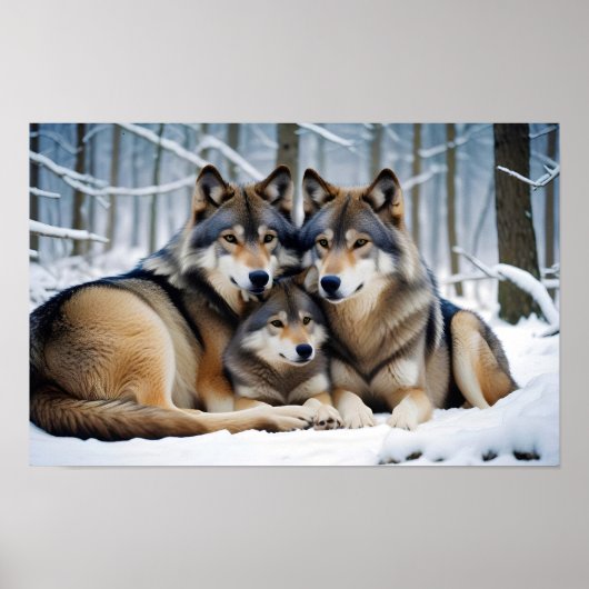 Wolf Animal Natuur Wildlife Affection Caring Poster (Voorkant)
