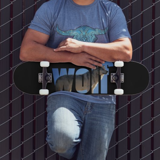Wolf Animal Simple Modern Blue Sky-foto Persoonlijk Skateboard (Buiten 3)