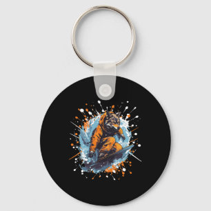 Wolf Animal Snowboarden Cool Snowboard Sleutelhanger