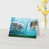 Wolf Animal Spirit Forest Landscape Abstracte kuns Kaart (Gele Bloem)