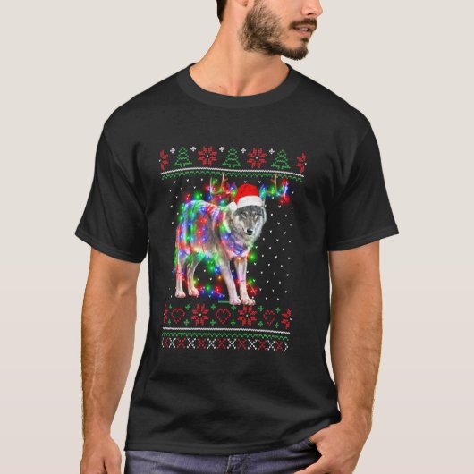 Wolf Animal Ugly Sweater Kerstmis Puppy Animal Lo T-shirt (Voorkant)