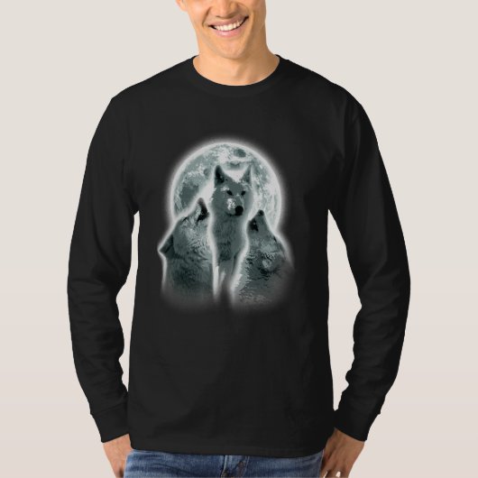 Wolf Animals Howls Moon Print Animal Lovers Wolf_1 T-shirt (Voorkant)