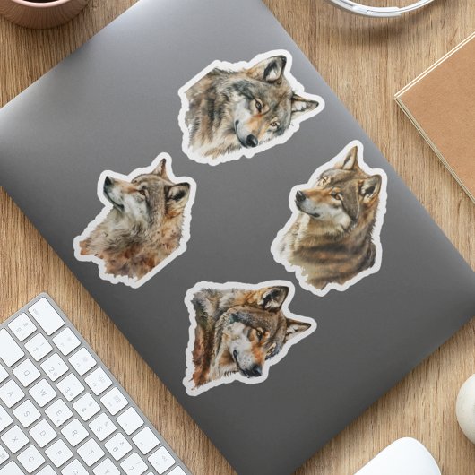 Wolf Aquarel Portretten Sticker