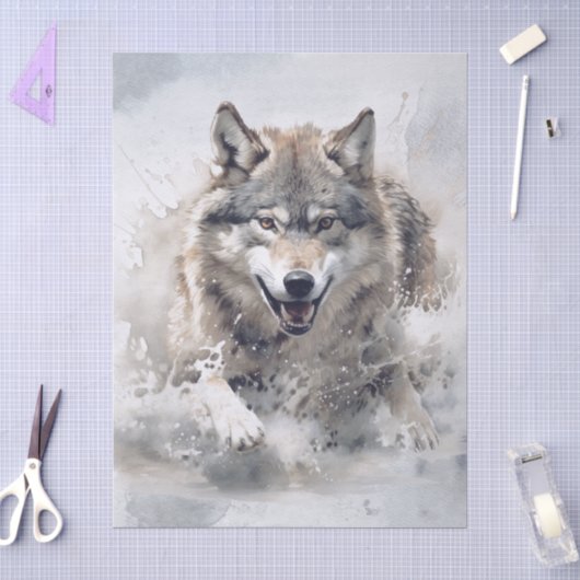 Wolf Aquarel Tissuepapier (Craft)
