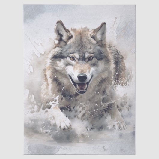 Wolf Aquarel Tissuepapier (Voorkant)
