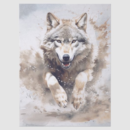 Wolf-aquarel Tissuepapier (Voorkant)