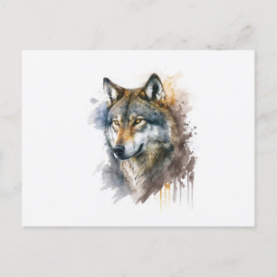Wolf aquarelschilderij briefkaart