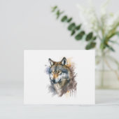 Wolf aquarelschilderij briefkaart (Staand voorkant)
