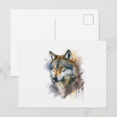 Wolf aquarelschilderij briefkaart (Voorkant / Achterkant)