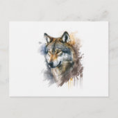 Wolf aquarelschilderij briefkaart (Voorkant)
