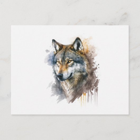 Wolf aquarelschilderij briefkaart (Voorkant)