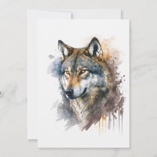 Wolf aquarelschilderij kaart (Achterkant)