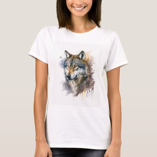 Wolf aquarelschilderij t-shirt (Voorkant)