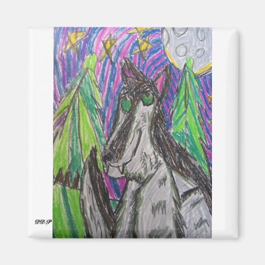 Wolf art 1 magneet (Voorkant)