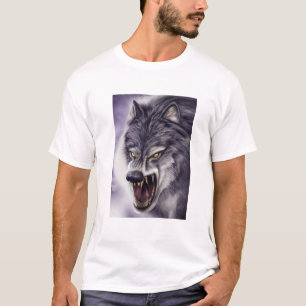 Wolf Art Beest Met Slagtanden T-shirt - Aanval Mod