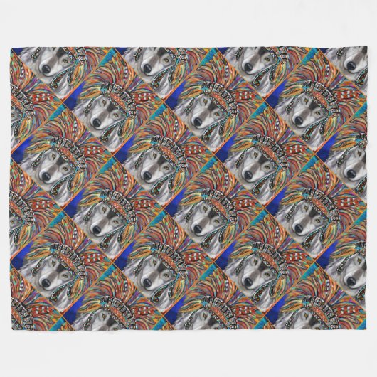 Wolf Art Fleece Deken (Voorkant (Horizontaal))