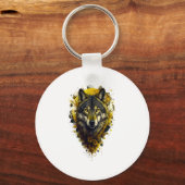 Wolf Art - Gele Sticker Sleutelhanger (Voorkant)