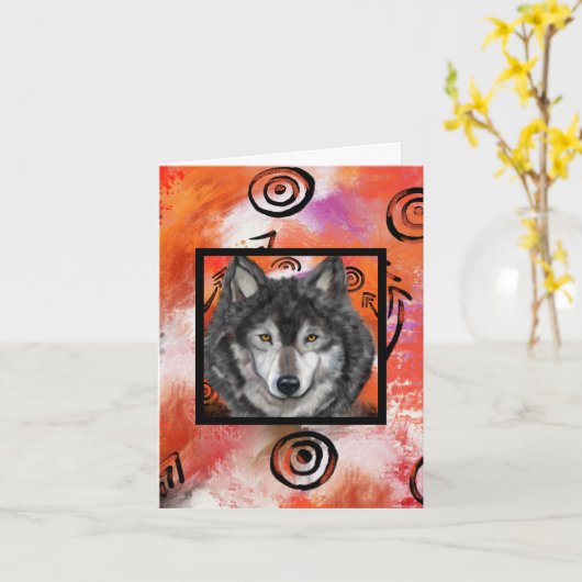 Wolf Art Kaart (Gele Bloem)