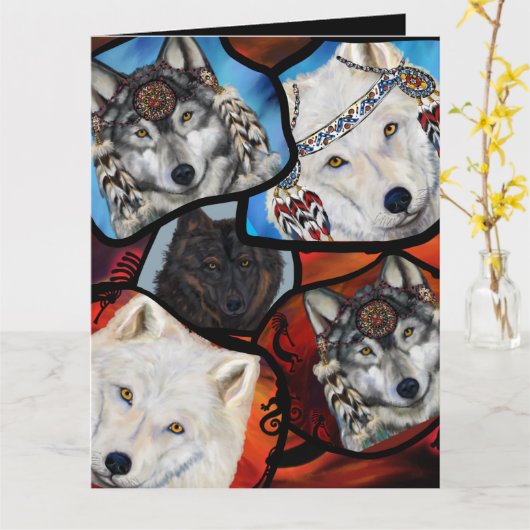 WOLF ART KAART (Gele Bloem)