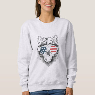 Wolf Art met Amerikaanse vlag zonnebril Trui