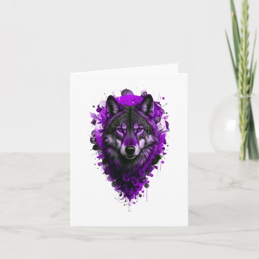 Wolf Art - Paarse Sticker Kaart (Voorkant)