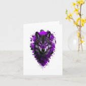 Wolf Art - Paarse Sticker Kaart (Gele Bloem)