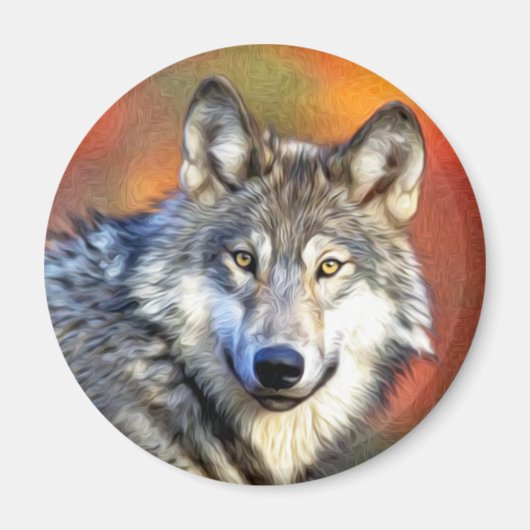 Wolf Art Painting Magneet (Voorkant)