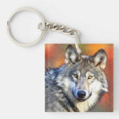 Wolf Art Painting Sleutelhanger (voorkant)