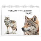 Wolf Art Pencil Waterverf Portrait Woodland Kalender (Hoes)