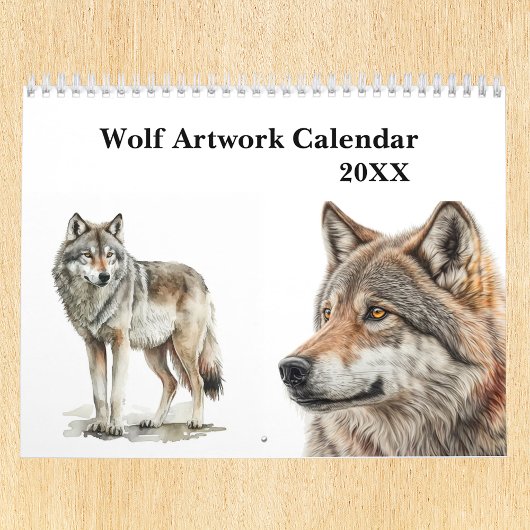 Wolf Art Pencil Waterverf Portrait Woodland Kalender