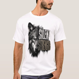 Wolf Art T-Shirt Stille Kracht Lone Wolf Vin