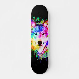 Wolf Art Waterverf Splash Skateboard
