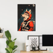 Wolf Astronaut Poster, Wolf Retro Print, Wolf Poster (Thuiskantoor)